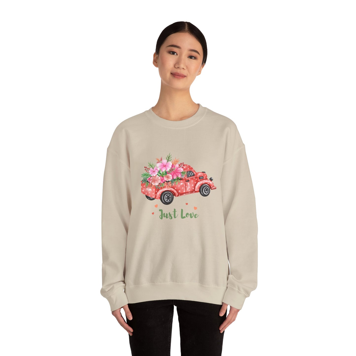 Flower Truck Crewneck Sweatshirt, Cozy Unisex Sweater for Valentine's Day, Comfortable Gift for Him/Her, Casual Love Apparel, Floral [...]