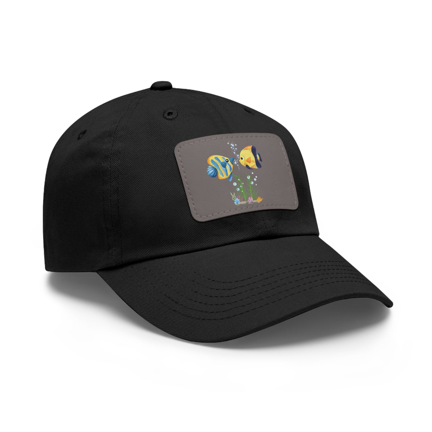 Two fish greet in underwater Dad Hat with Leather Patch (Rectangle)