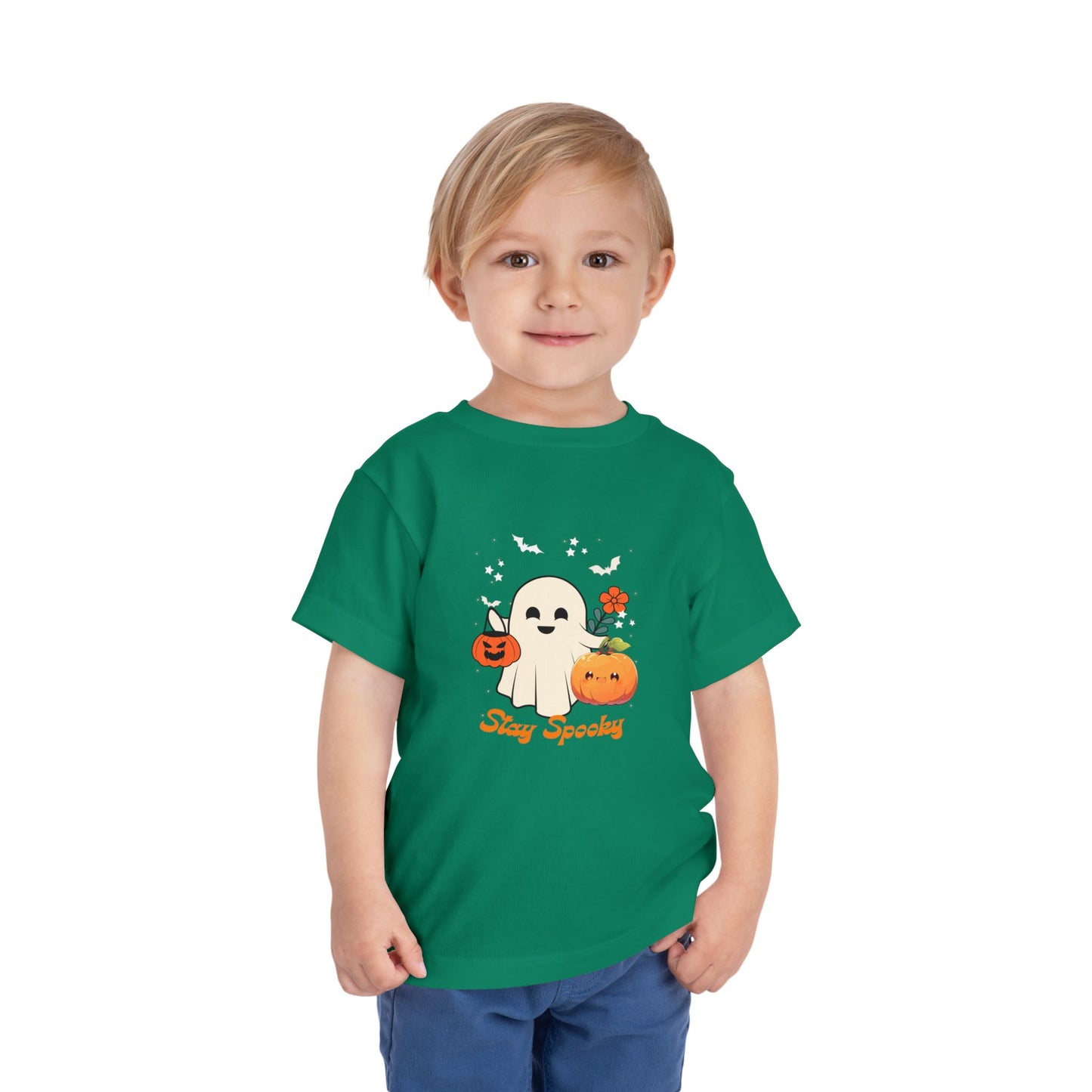 Toddler Halloween Tee - Adorable Ghost and Pumpkin Design, Perfect for Fall Festivities, Trick-or-Treating, Kids' Parties, and Everyday Wear