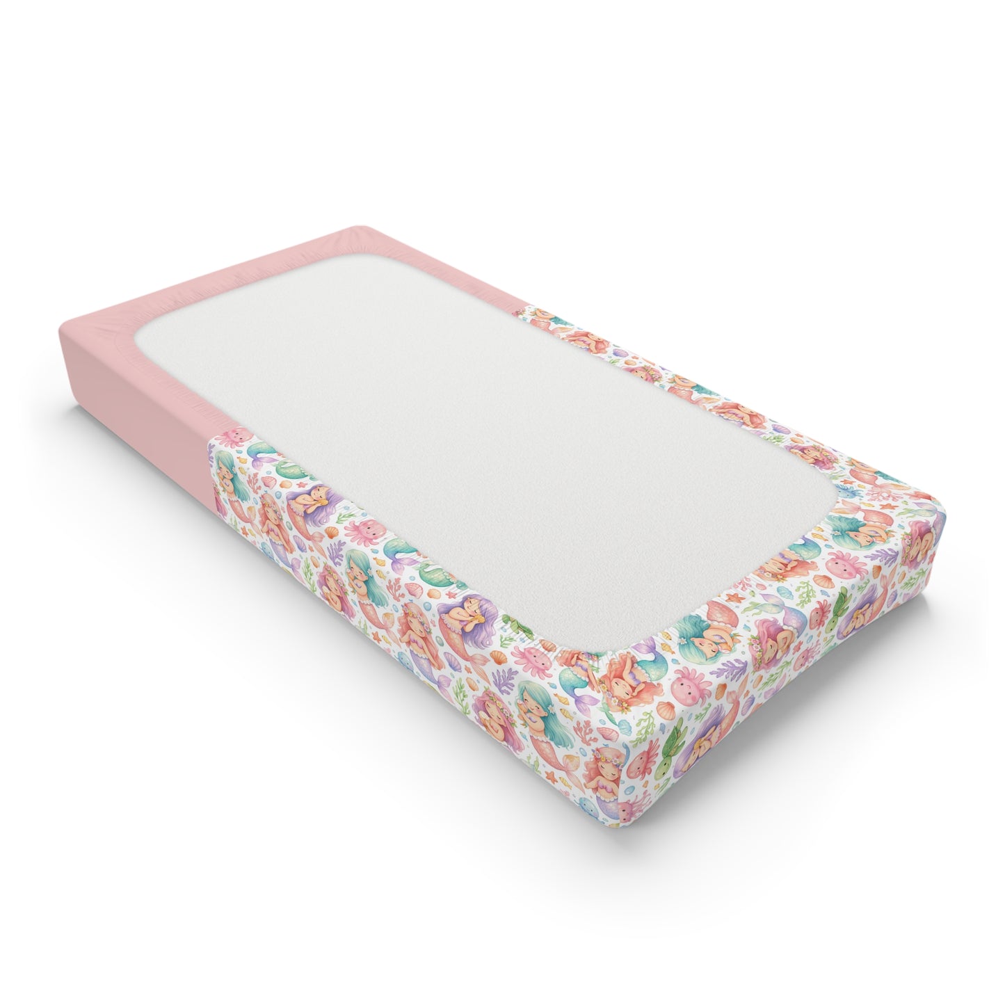 Mermaid Baby Changing Pad Cover – Personalized Floral Newborn Nursery Accessory
