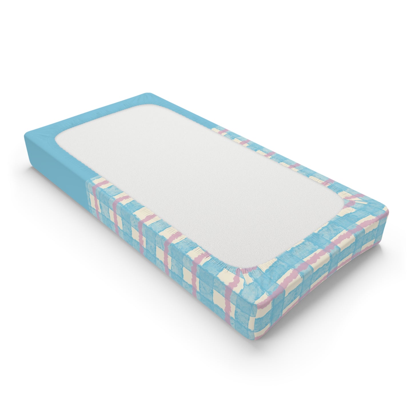 Baby Changing Pad Cover — Cute Blue Elephant Plaid Nursery Protector