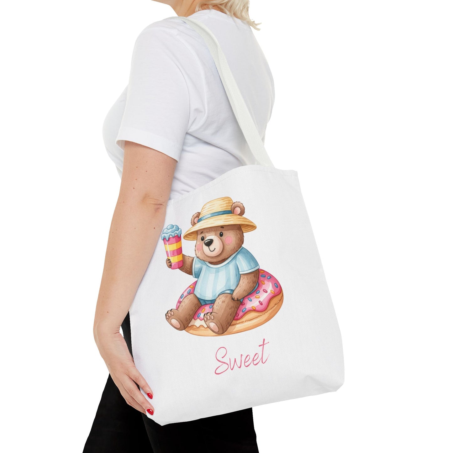 Sweet Bear Beach Tote - Cute Summer Teddy on Donut Float