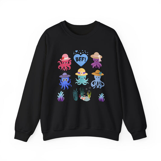 Cute Octopus BFF Sweatshirt, Gift for Friends, Ocean Lover Apparel, Matching Outfits, Cozy Crewneck for Celebrations