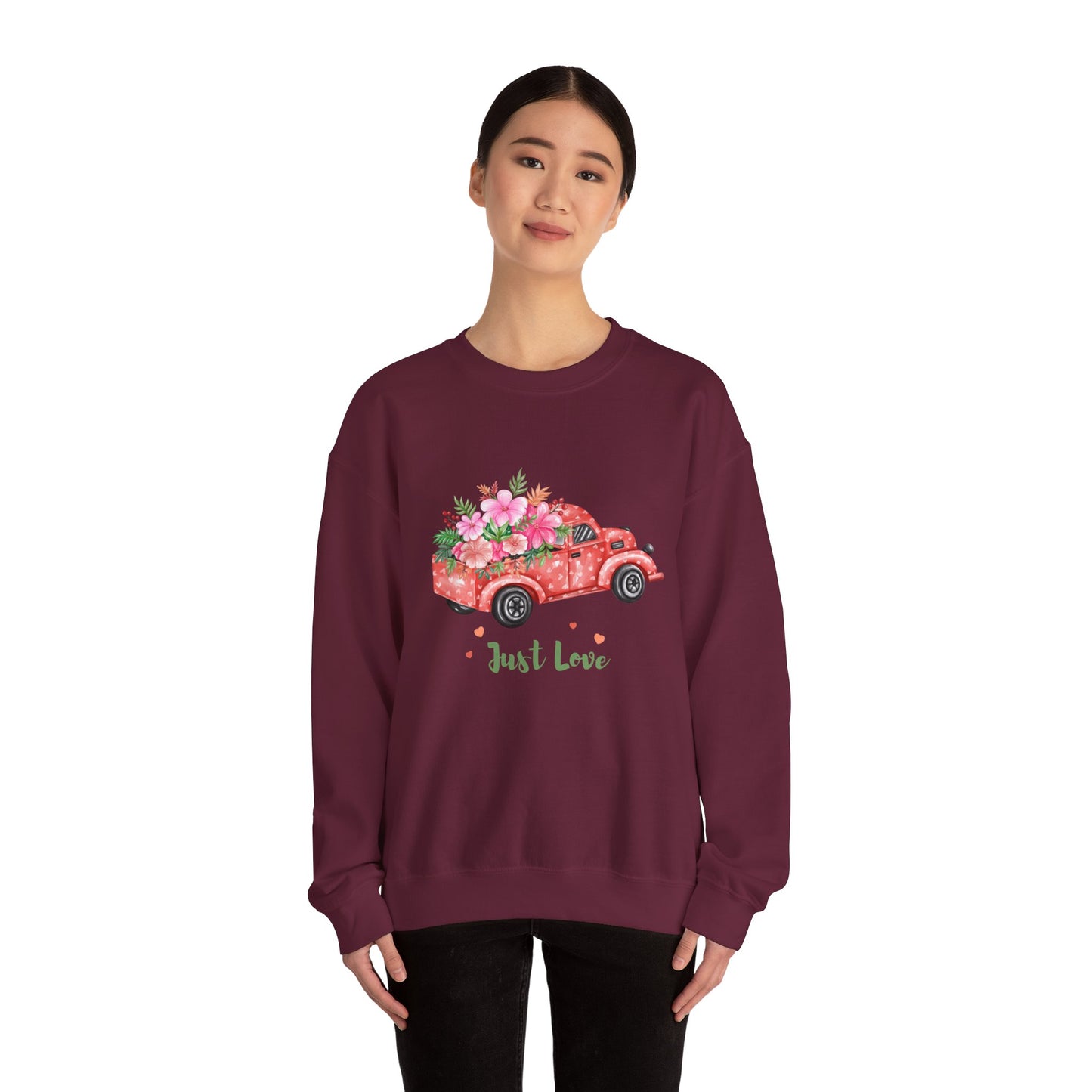 Flower Truck Crewneck Sweatshirt, Cozy Unisex Sweater for Valentine's Day, Comfortable Gift for Him/Her, Casual Love Apparel, Floral [...]