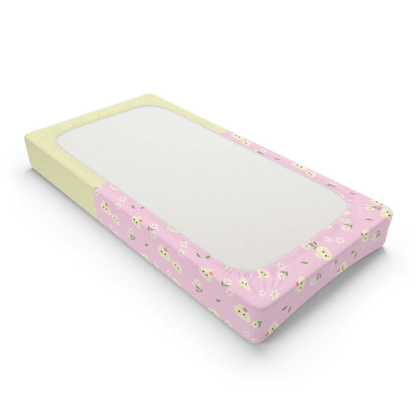 Baby Changing Pad Cover — Pink Floral Chick Print with ‘Precious’ Accent