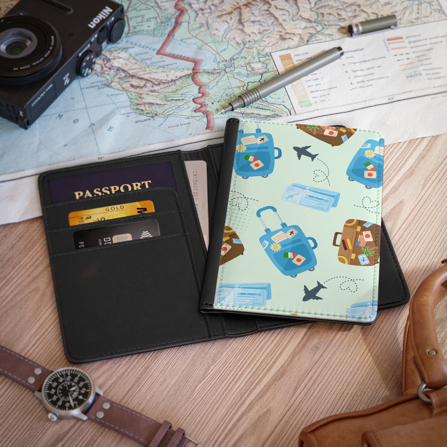 Travel Luggage Passport Cover — Cute Suitcase & Boarding Pass Passport Holder