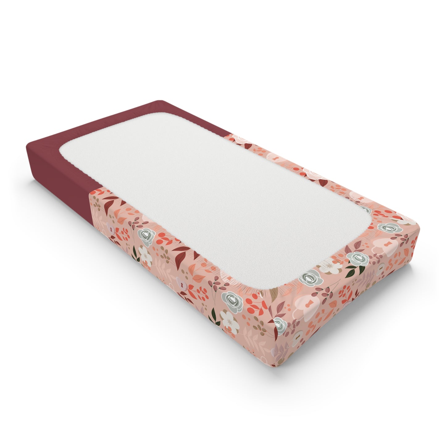 Floral Rose Baby Changing Pad Cover - Blush Pink Nursery Décor