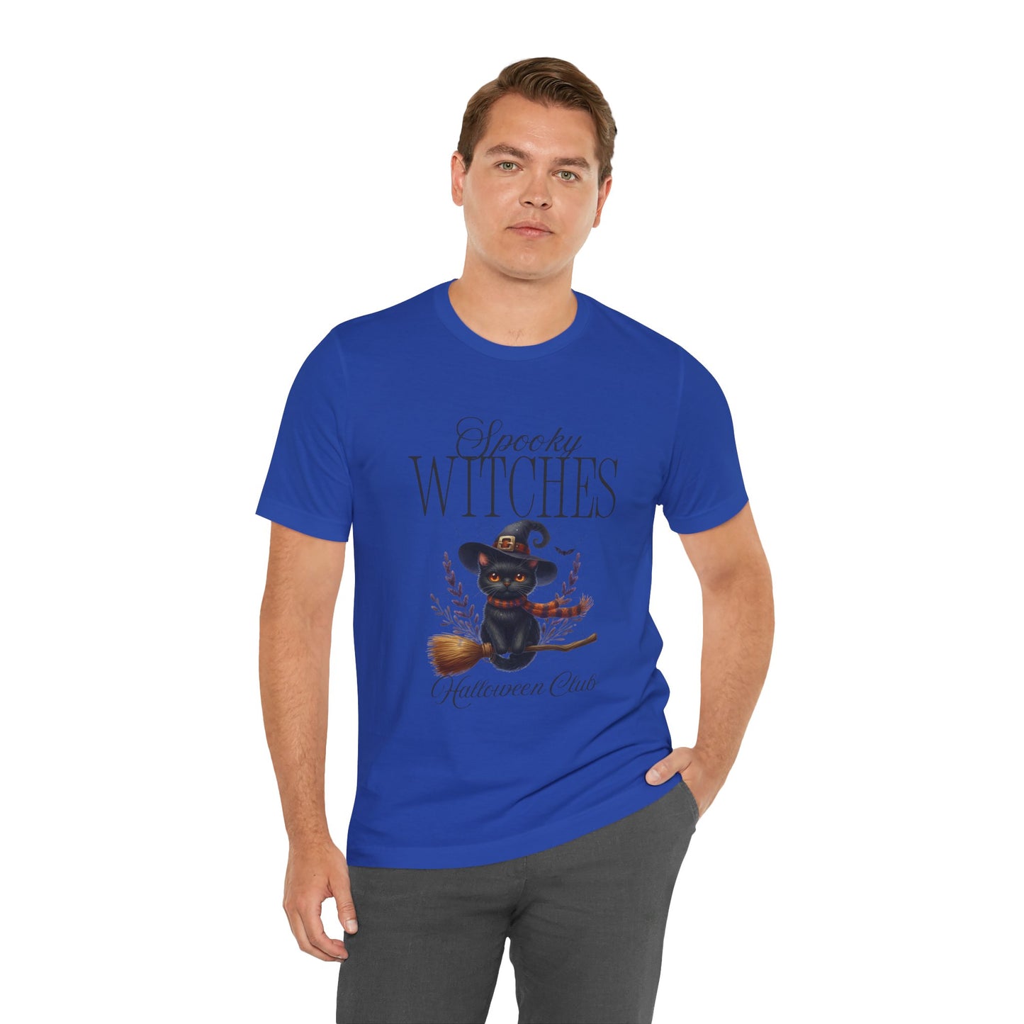 Spooky Witches Halloween Tee, Unisex Short Sleeve Shirt, Witch T-Shirt, Halloween Costume Top, Cat Lovers Gift, Fall Fashion