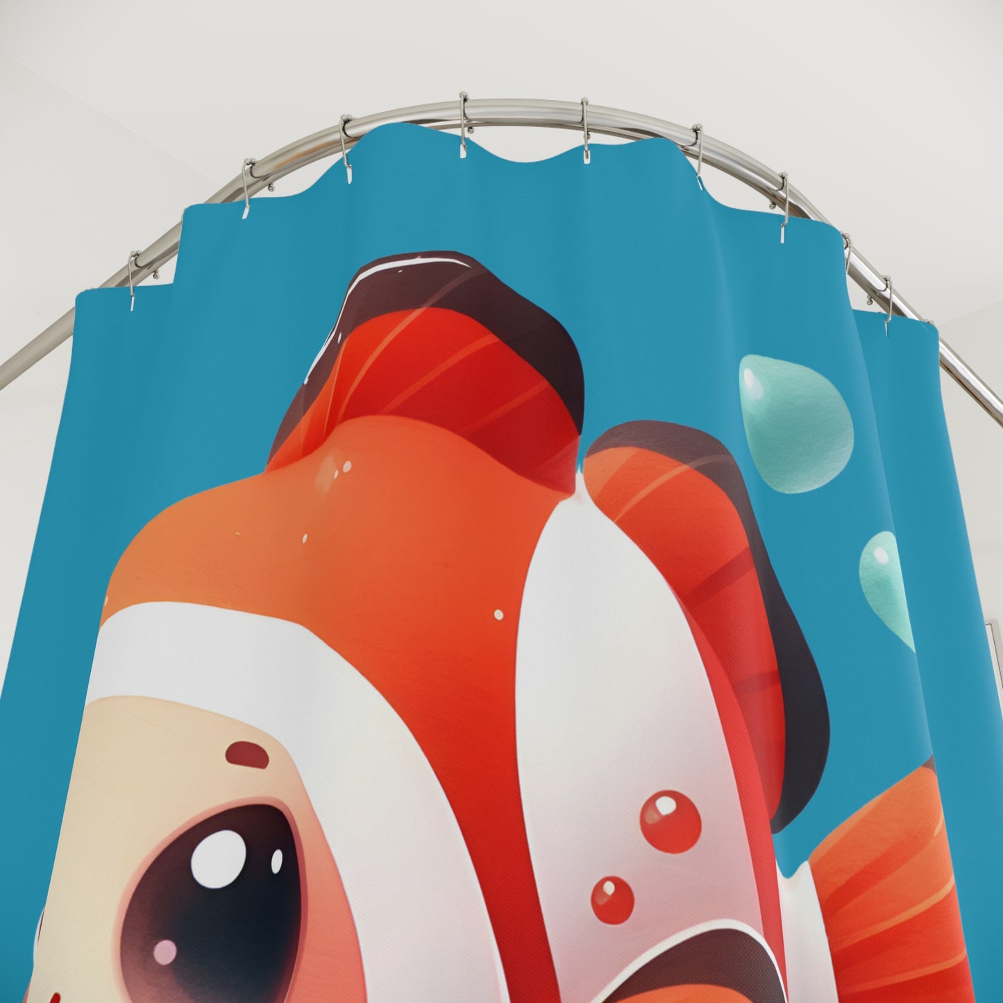 Cute Clownfish Shower Curtain — Kids Bathroom Ocean Theme