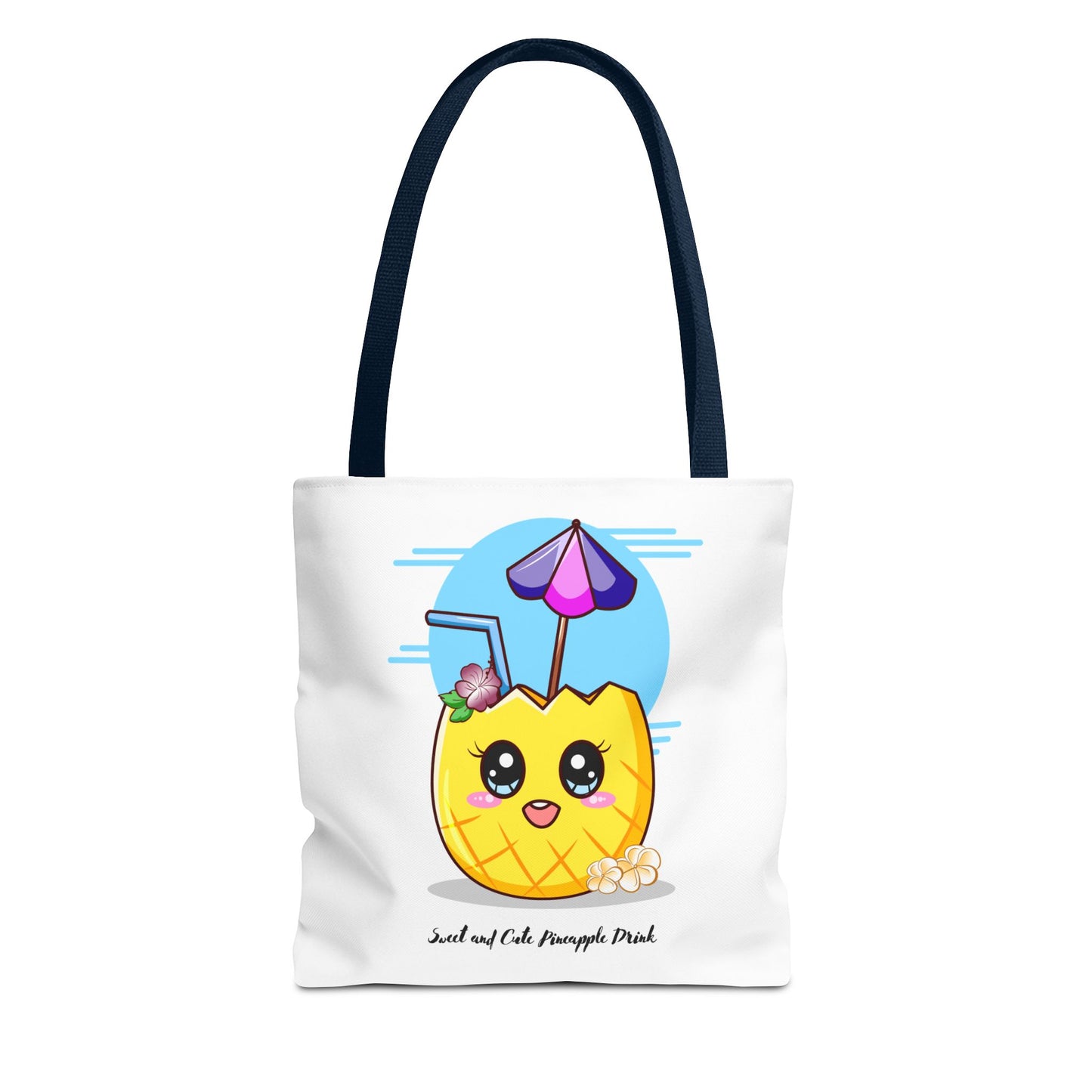 Pineapple Picnic Tote Bag — Cute Kawaii Tropical Drink Design