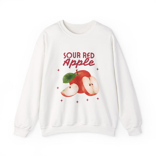 Sour Red Apple Sweatshirt, Cozy Crewneck, Unisex Apparel, Cute Fruit Design, Perfect Gift for Apple Lovers, Autumn Fashion