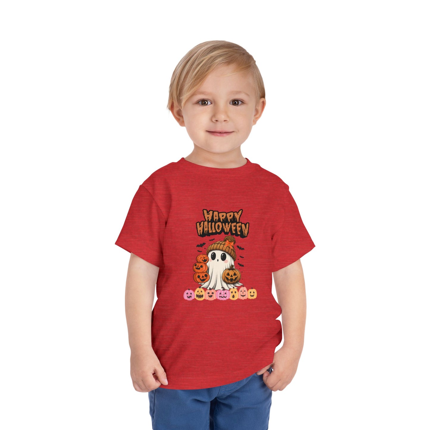 Happy Halloween Toddler Tee, Cute Halloween Shirt, Kids Party Outfit, Trick or Treat Apparel, Fun Ghost Design Toddler T-Shirt