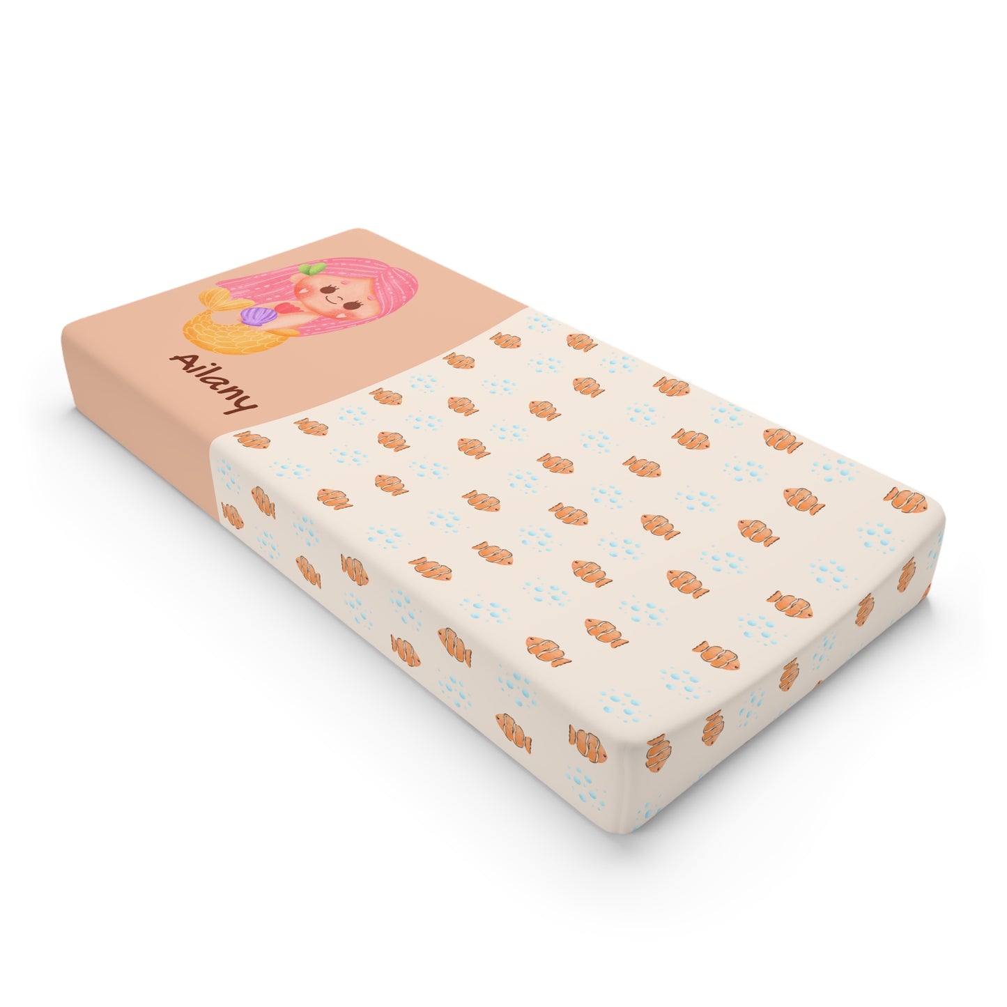 Personalized Baby Changing Pad Cover — Cute Bear & Rain Drops Design (Custom Name)