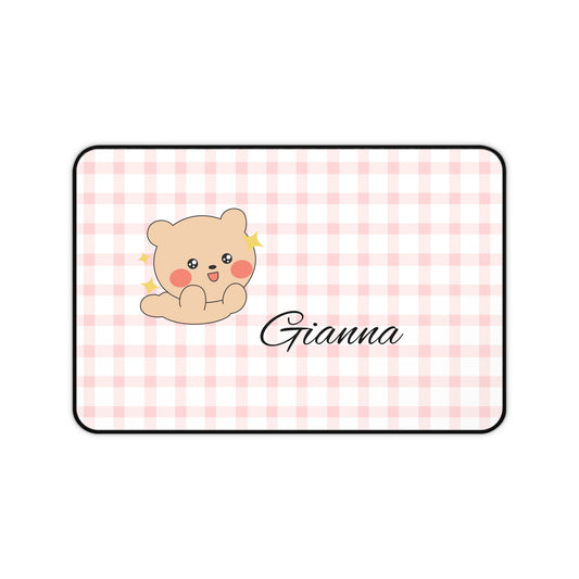 Personalized Cute Desk Mat with Bear Design, Custom Name Desk Pad, Office Decor, Gift for Students, Home Office Accessories