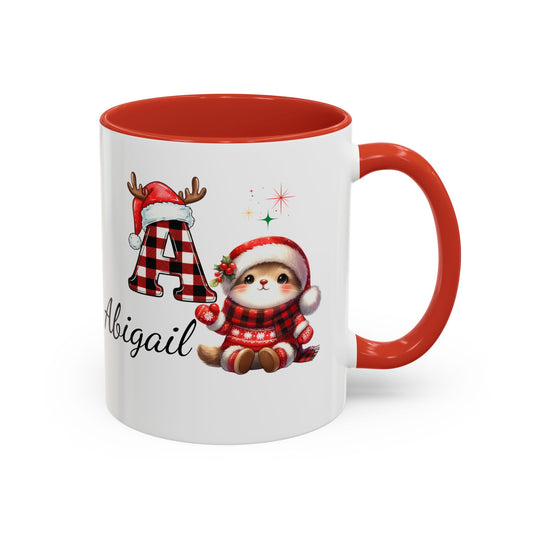 Festive Personalized Coffee Mug, Holiday Gift for Coffee Lovers, Custom Name Mug, Cute Animal Design, Perfect for Christmas