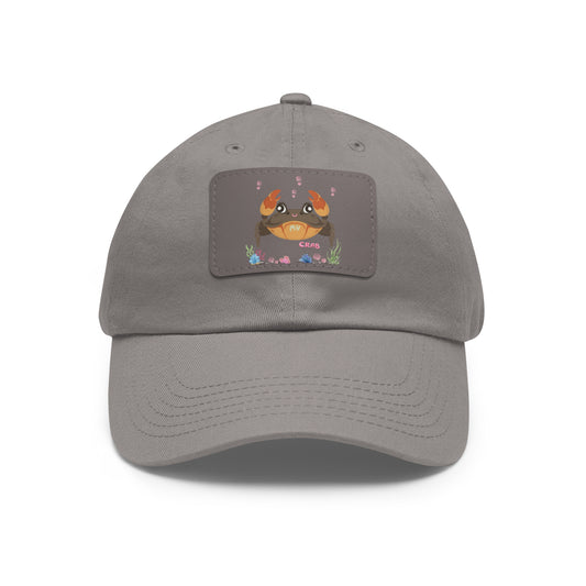 Crab with subtle bubbles and underwater flora Dad Hat with Leather Patch (Rectangle)