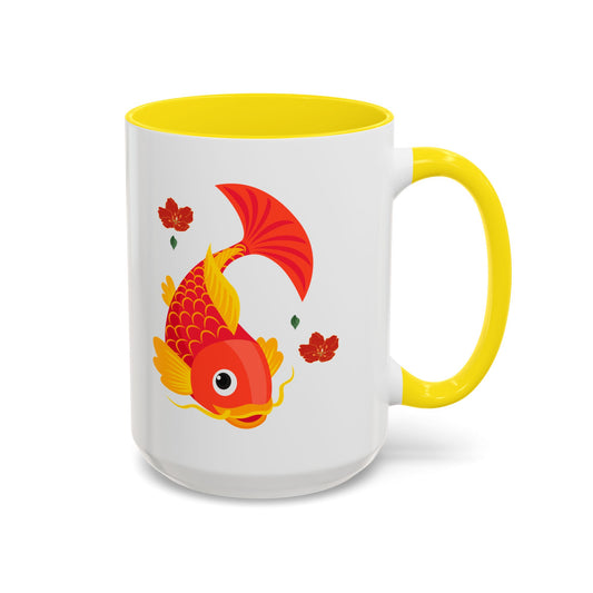 Goldfish with flowing fins and red blossoms Coffee Mug