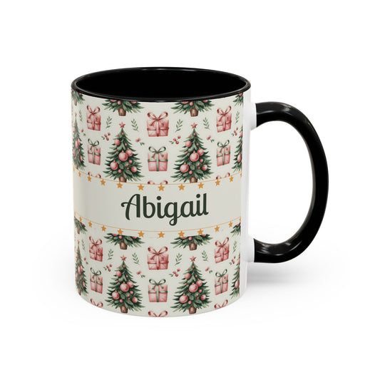 Personalized Christmas Accent Coffee Mug - Holiday Gift, Custom Name Mug, Festive Drinkware, Winter Celebrations, Home Decor