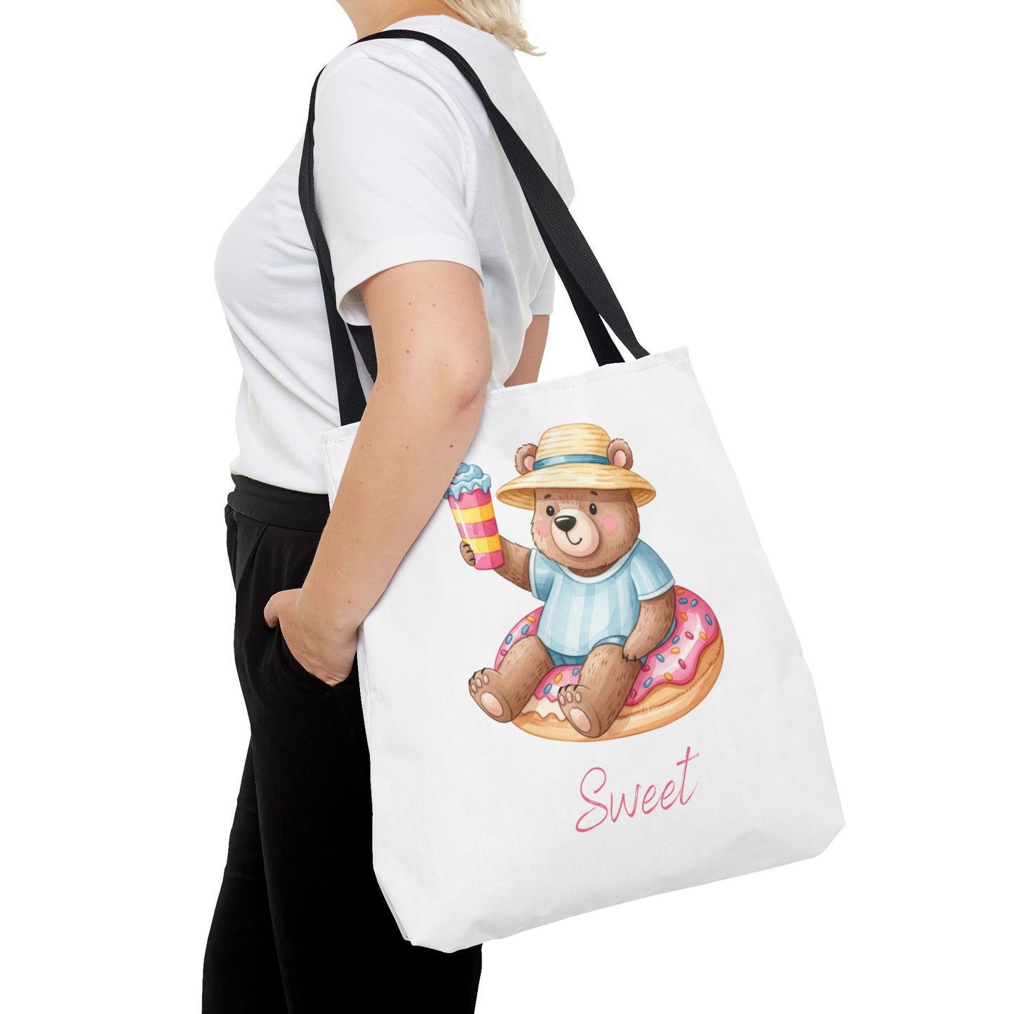 Sweet Bear Beach Tote - Cute Summer Teddy on Donut Float