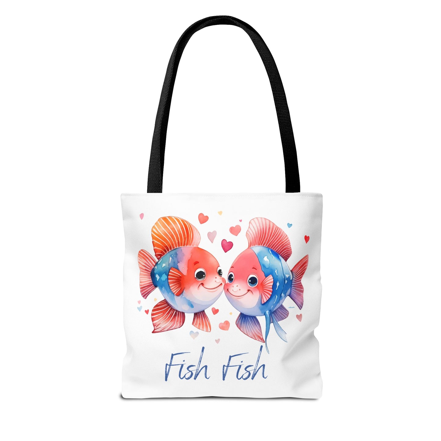 Cute Fish Couple Tote Bag — 'Fish Fish' Romantic Sea Life Beach Shopper