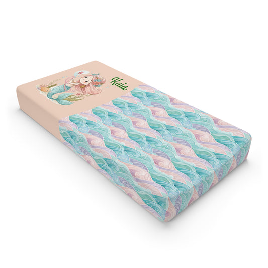 Mermaid Baby Changing Pad Cover – Personalized Pastel Nursery Decor
