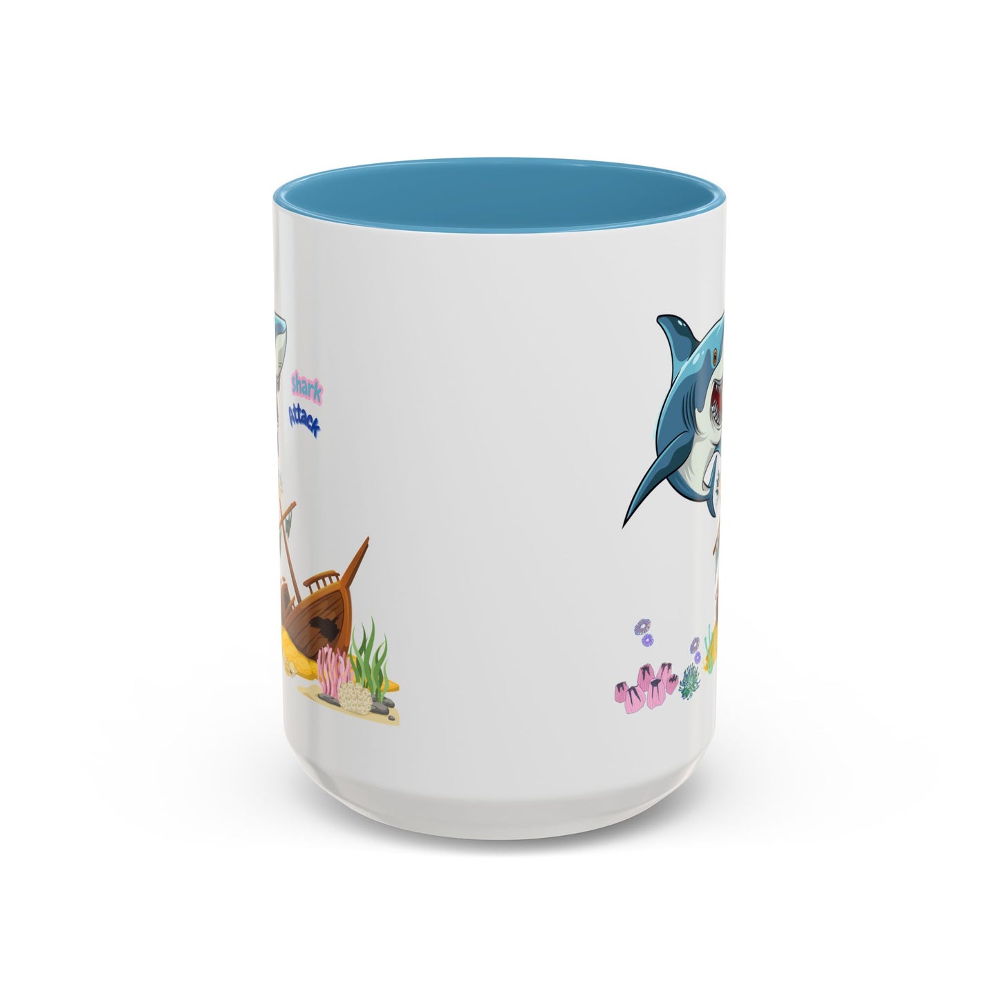 Shark ship colorful coral reef Coffee Mug