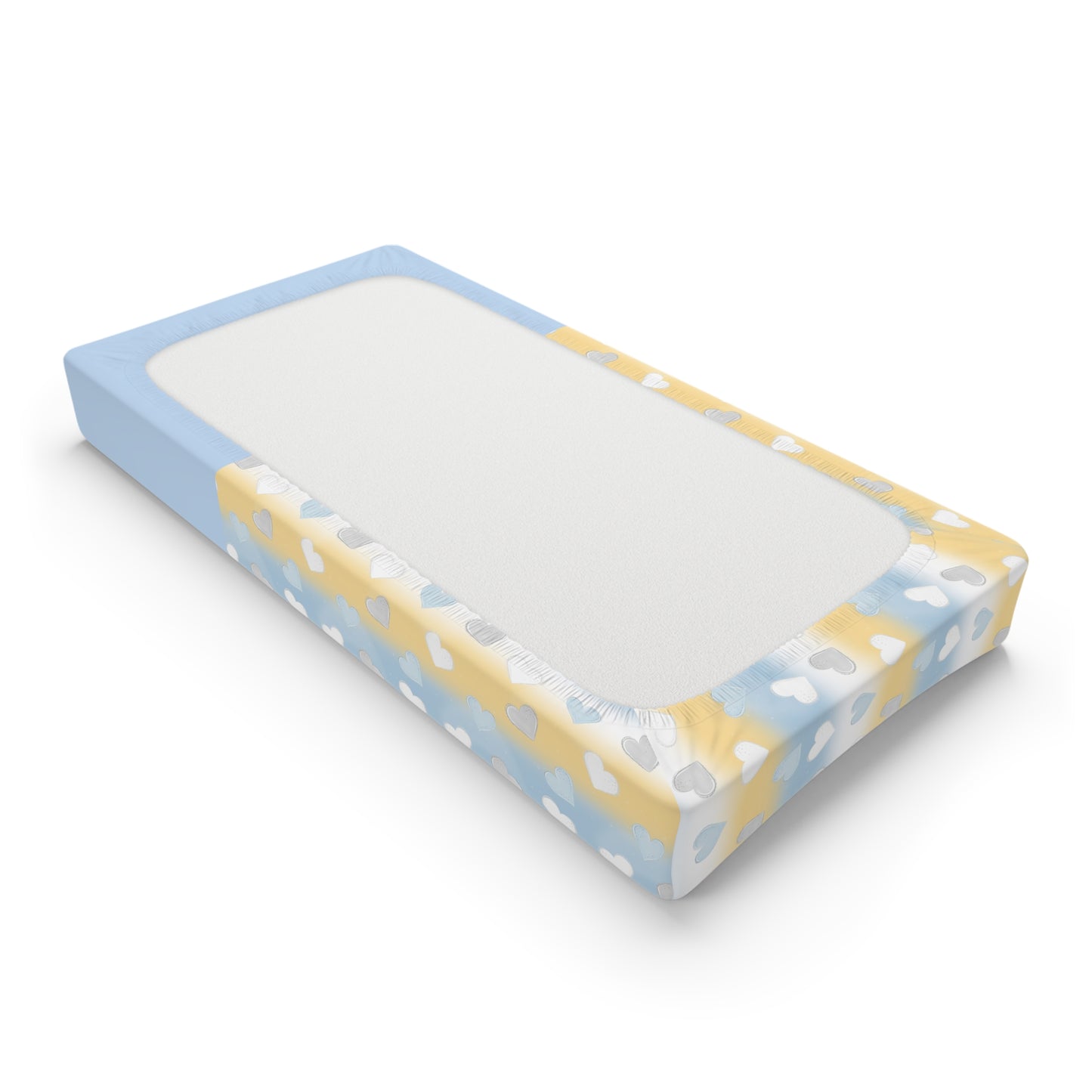 Personalized Baby Changing Pad Cover – Blue Heart Cloud Design with Name