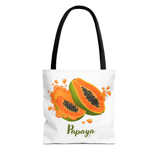 Papaya Print Tote Bag — Tropical Fruit Summer Market Shopper