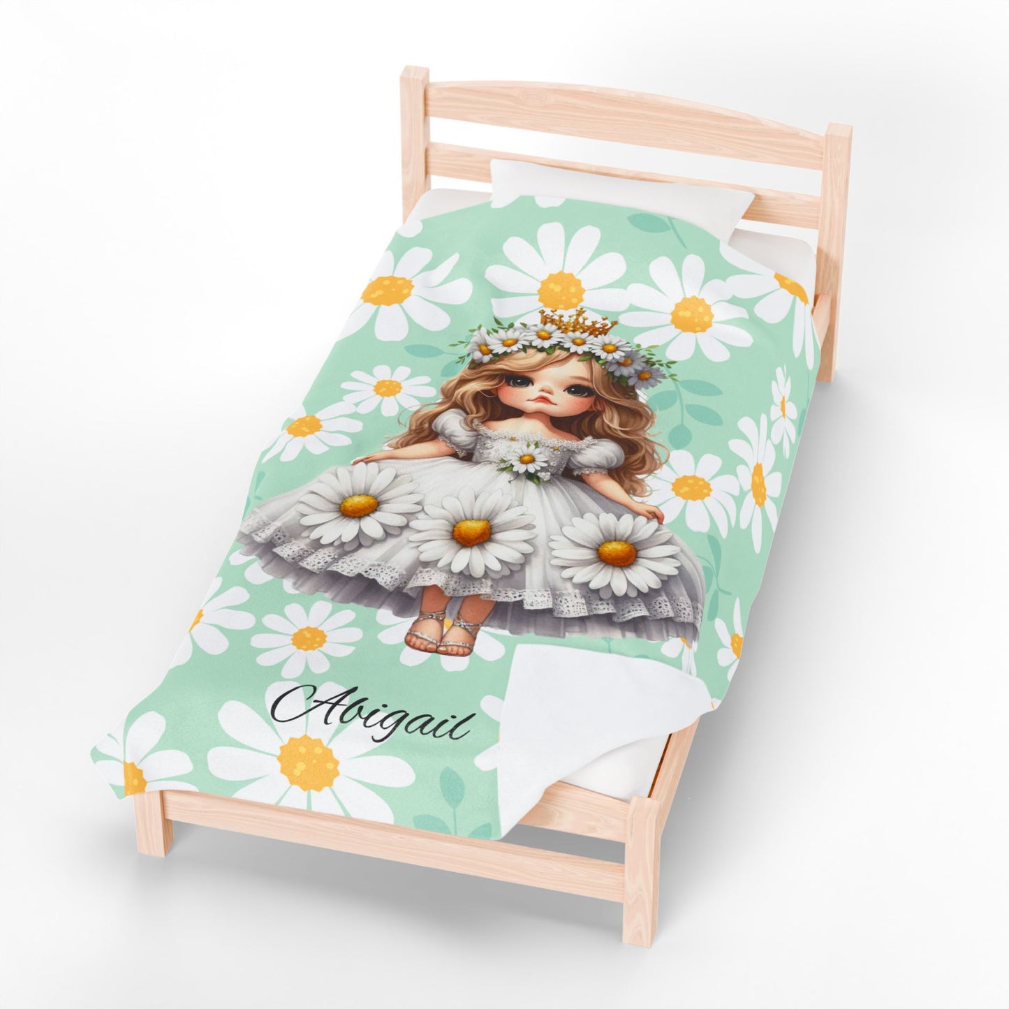 Personalized Floral Velveteen Plush Blanket | Cozy Gift for Kids, Nursery Decor, Birthday, Baby Shower, Home Decor