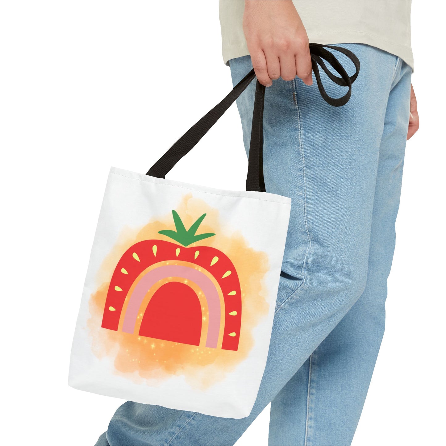 Strawberry Rainbow Tote Bag – Cute Fruit Watercolor AOP Tote