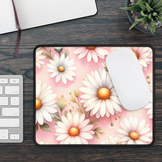 Daisy Blossom Gaming Mouse Pad — Pink Floral Gamer Desk Mat