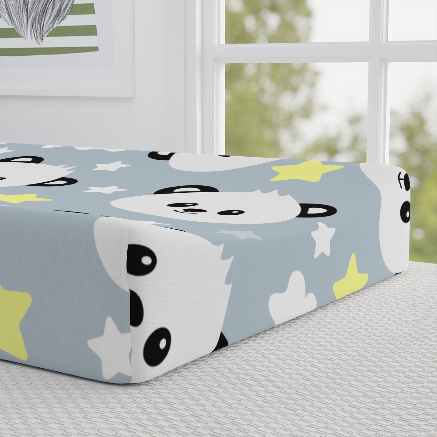 Panda Stars Baby Changing Pad Cover — Personalized Nursery Crib Pad Sheet