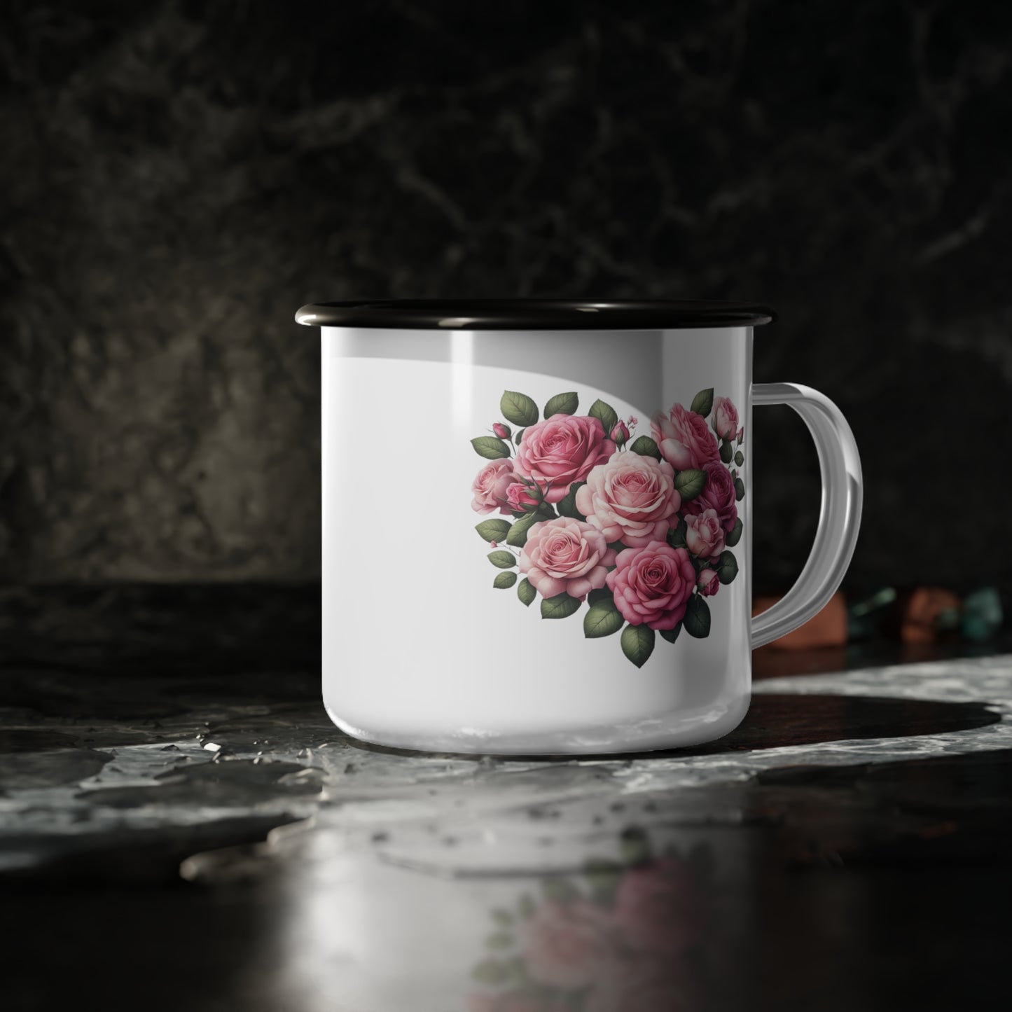 Floral Heart Enamel Camp Cup