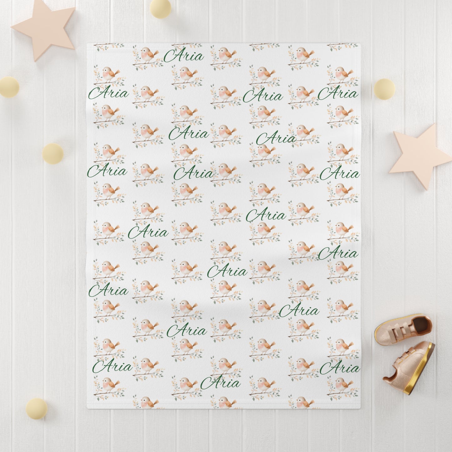 Personalized Baby Blanket - Cute Bunny Name Print (e.g., "Aria")
