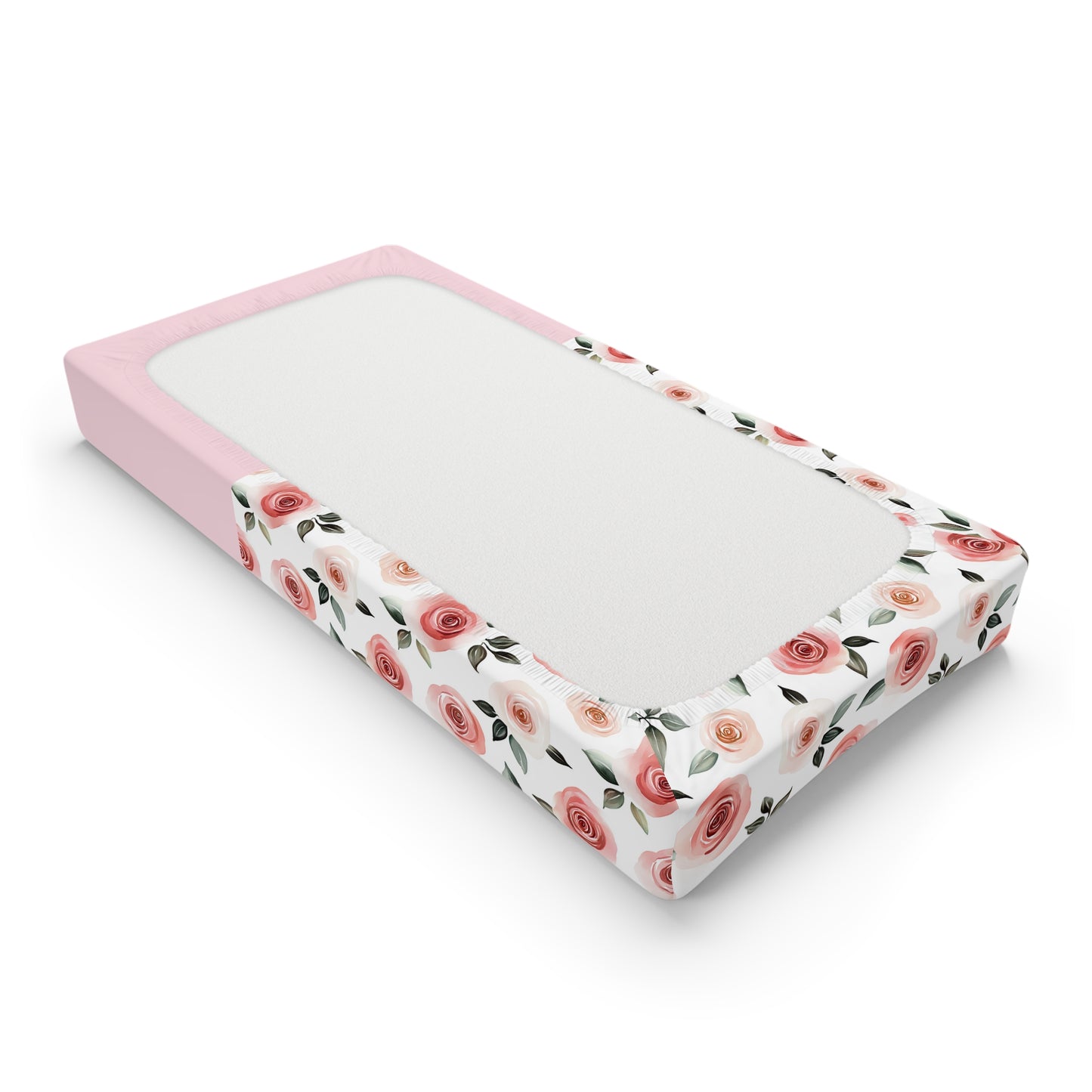 Floral Rose Baby Changing Pad Cover – Personalized Pink Nursery Décor