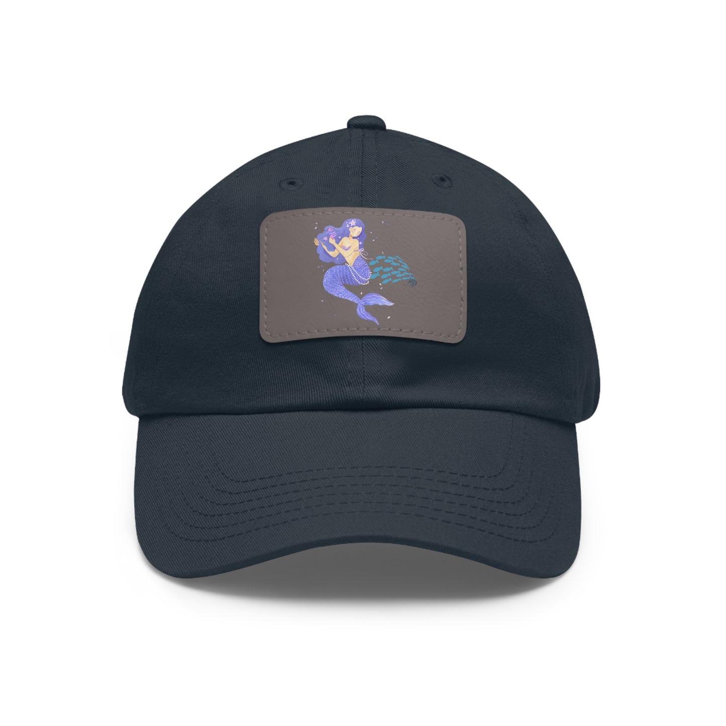 The mermaid and her school fish Dad Hat with Leather Patch (Rectangle)