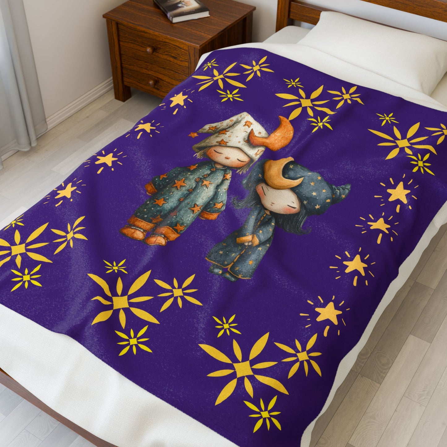Cosmic Dreams Velveteen Plush Blanket, Cozy Throw for Kids, Starry Sky Decor, Ideal for Gifts, Home & Nursery