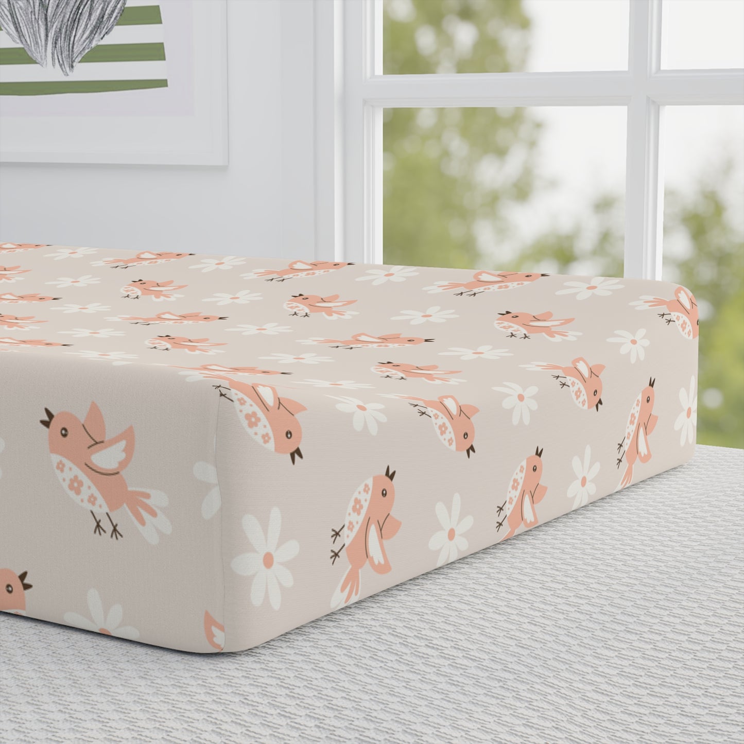 Personalized Mermaid Baby Changing Pad Cover - Floral Pink Newborn Nursery