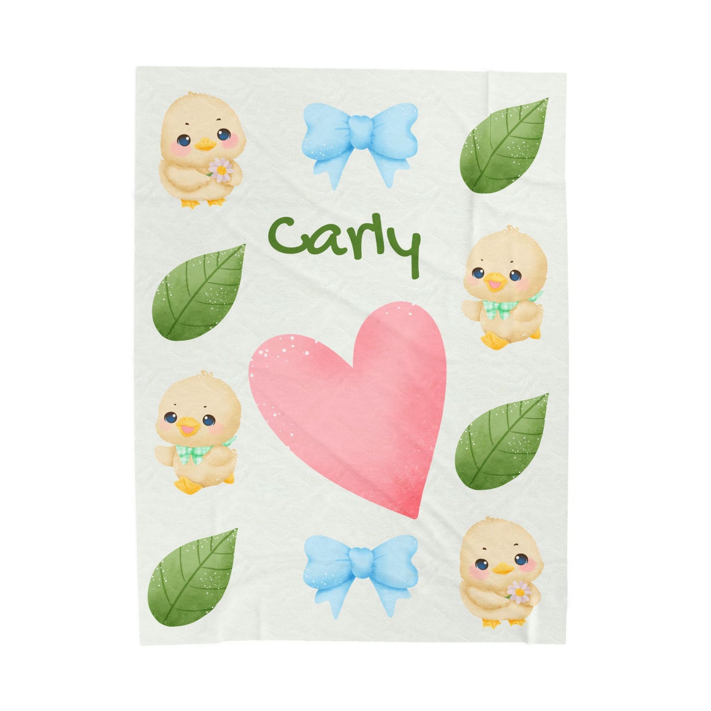 Personalized Velveteen Plush Blanket with Cute Ducklings - Cozy Gift for Kids, Baby Shower, Nursery Decor, Soft Throw for All Occasions