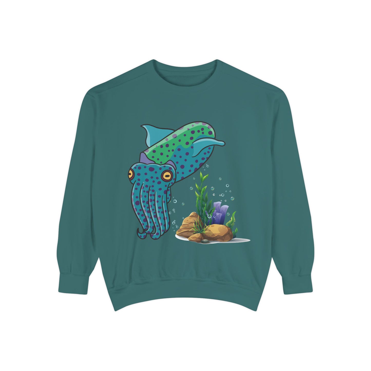 Cute with marine habitat coral and bubbles Unisex Garment-Dyed Sweatshirt
