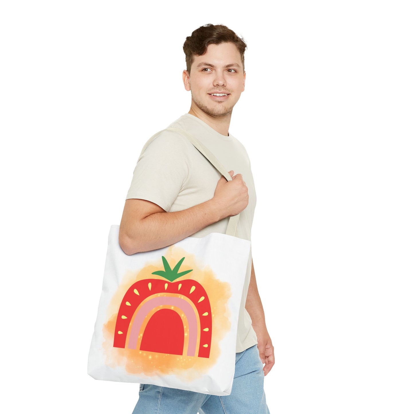 Strawberry Rainbow Tote Bag – Cute Fruit Watercolor AOP Tote