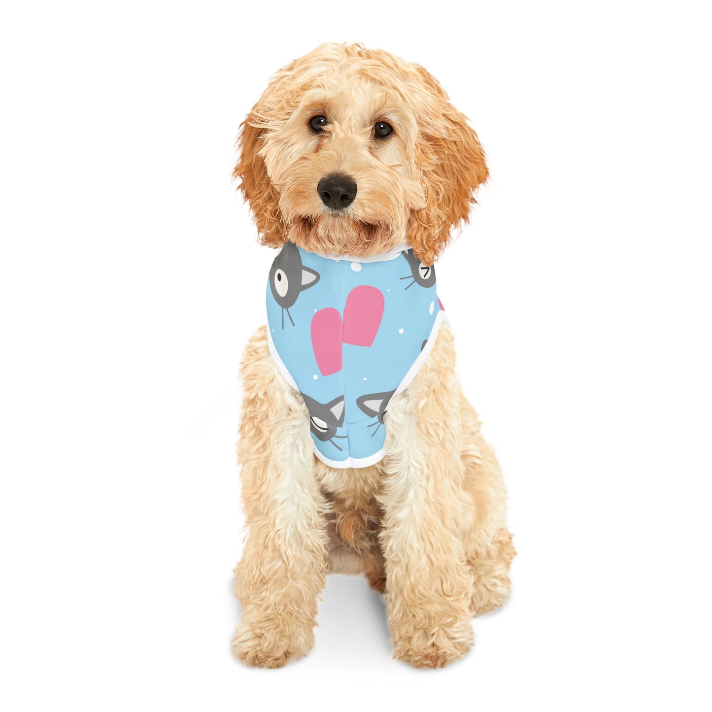 Personalized Cat Heart Pet Hoodie — Cute Blue Cat Pattern Dog & Cat Hoodie