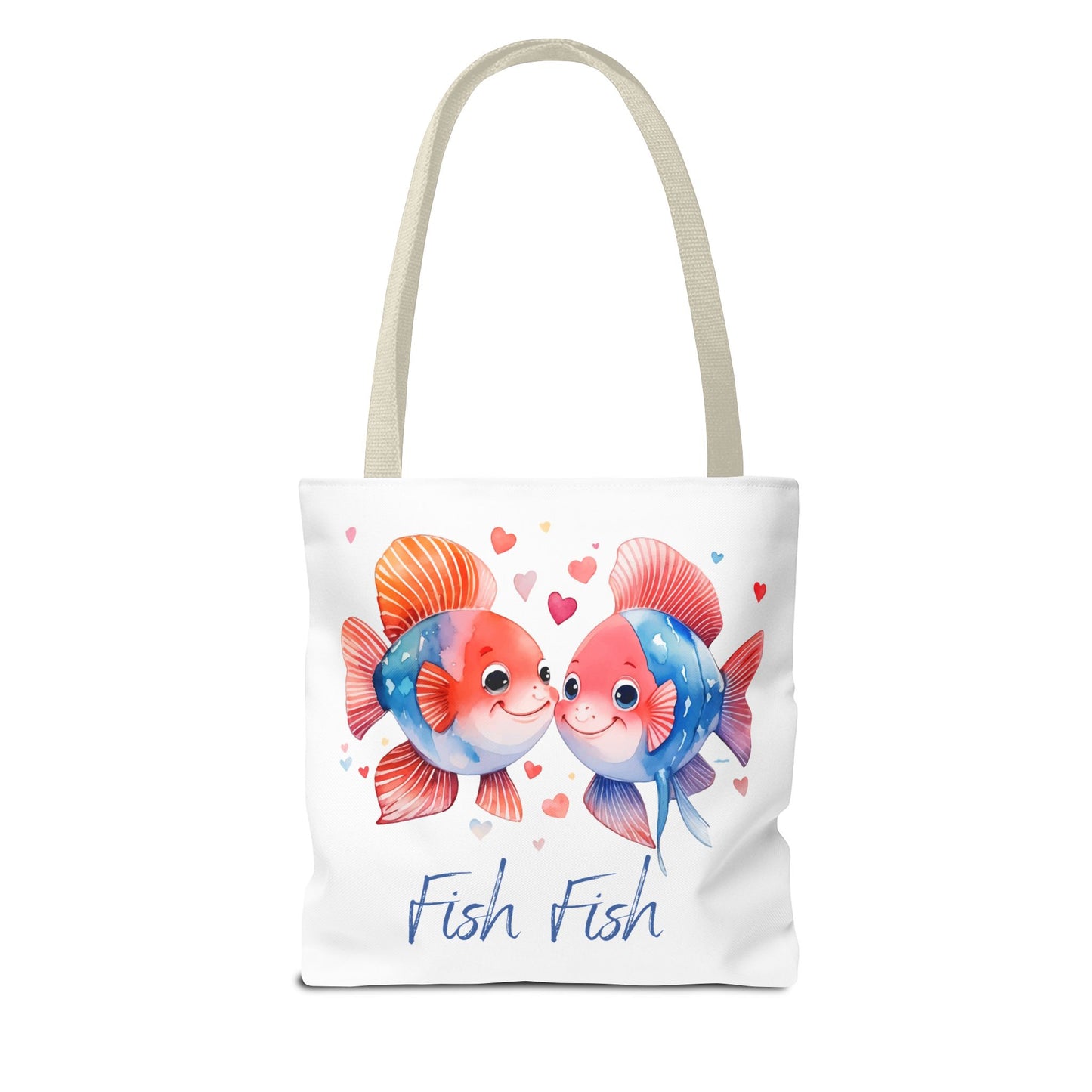 Cute Fish Couple Tote Bag — 'Fish Fish' Romantic Sea Life Beach Shopper