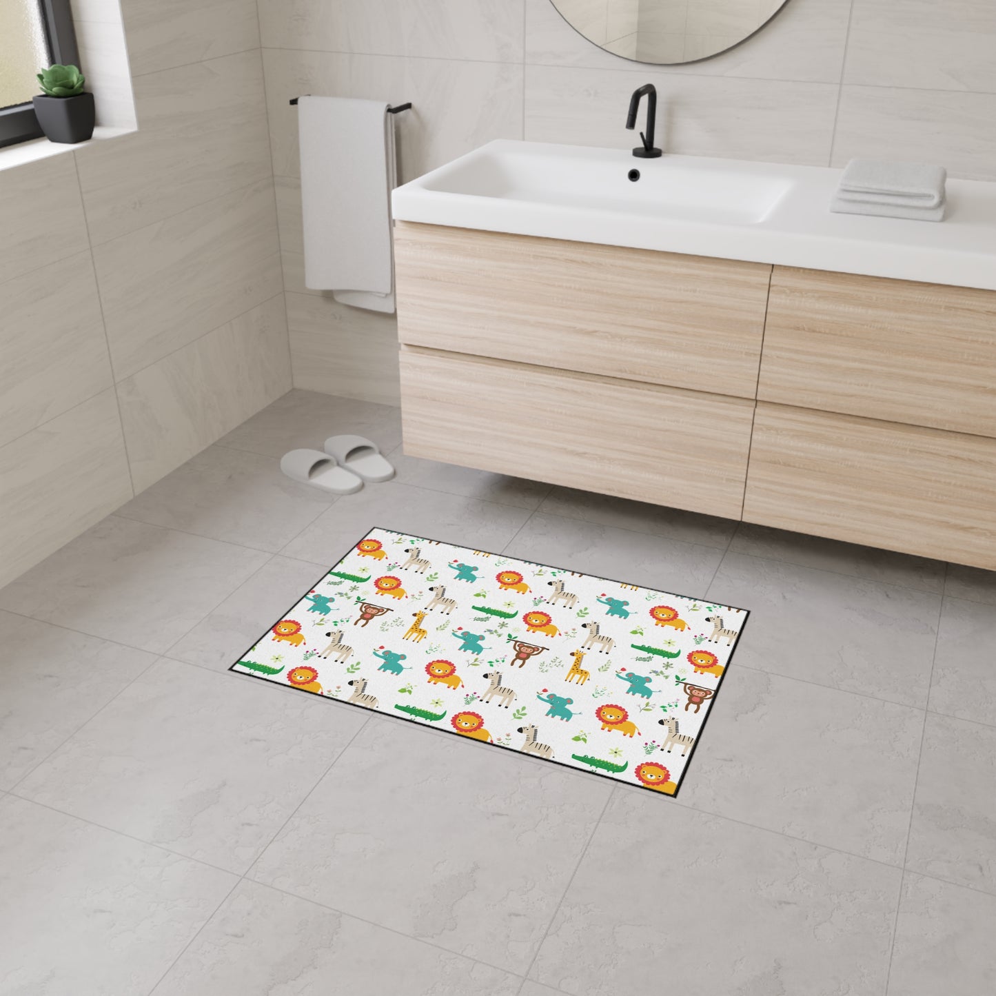 Kids' Safari Animal Floor Mat — Heavy Duty Non-Slip Playroom Rug