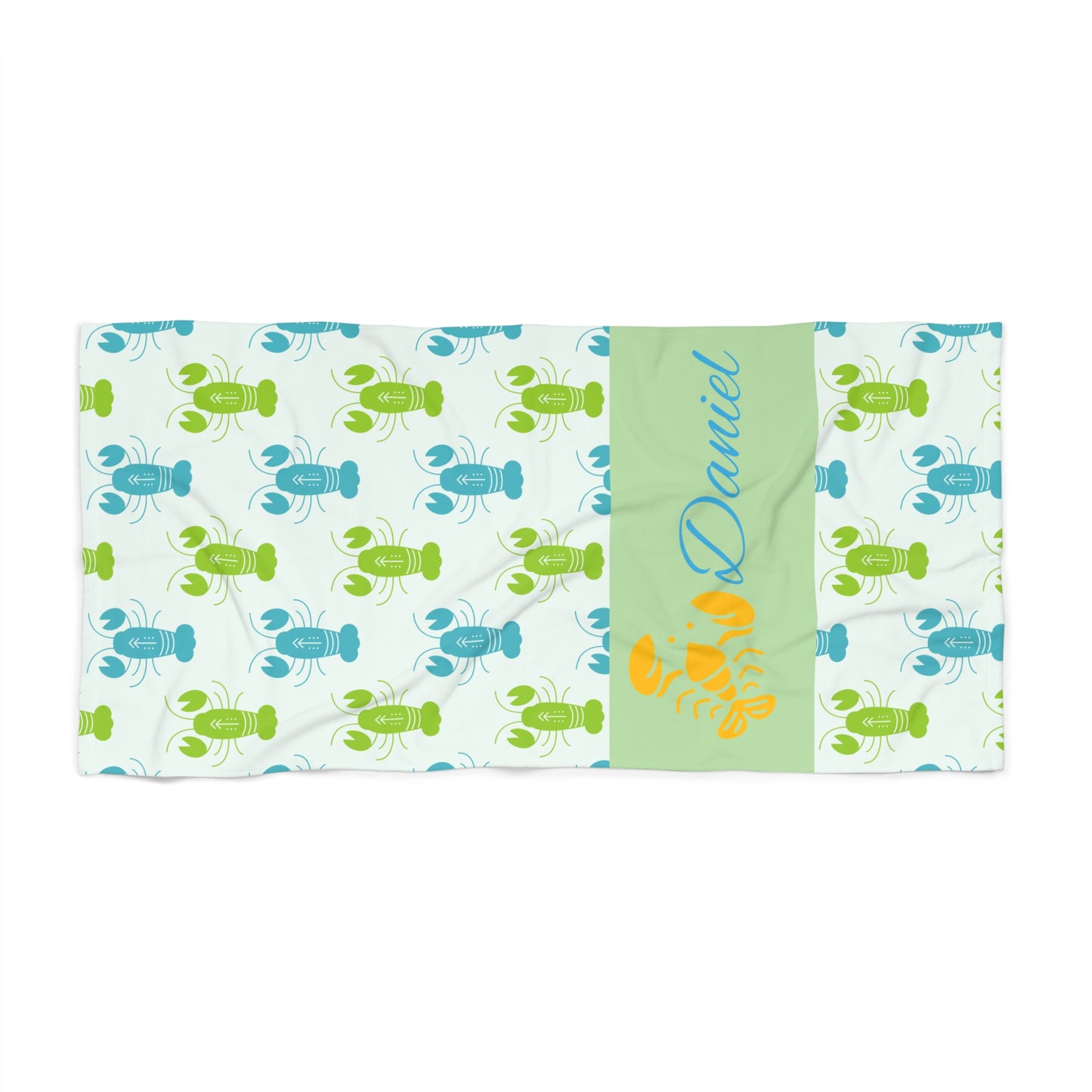 Personalized Lobster Beach Towel – Custom Name Coastal Pattern