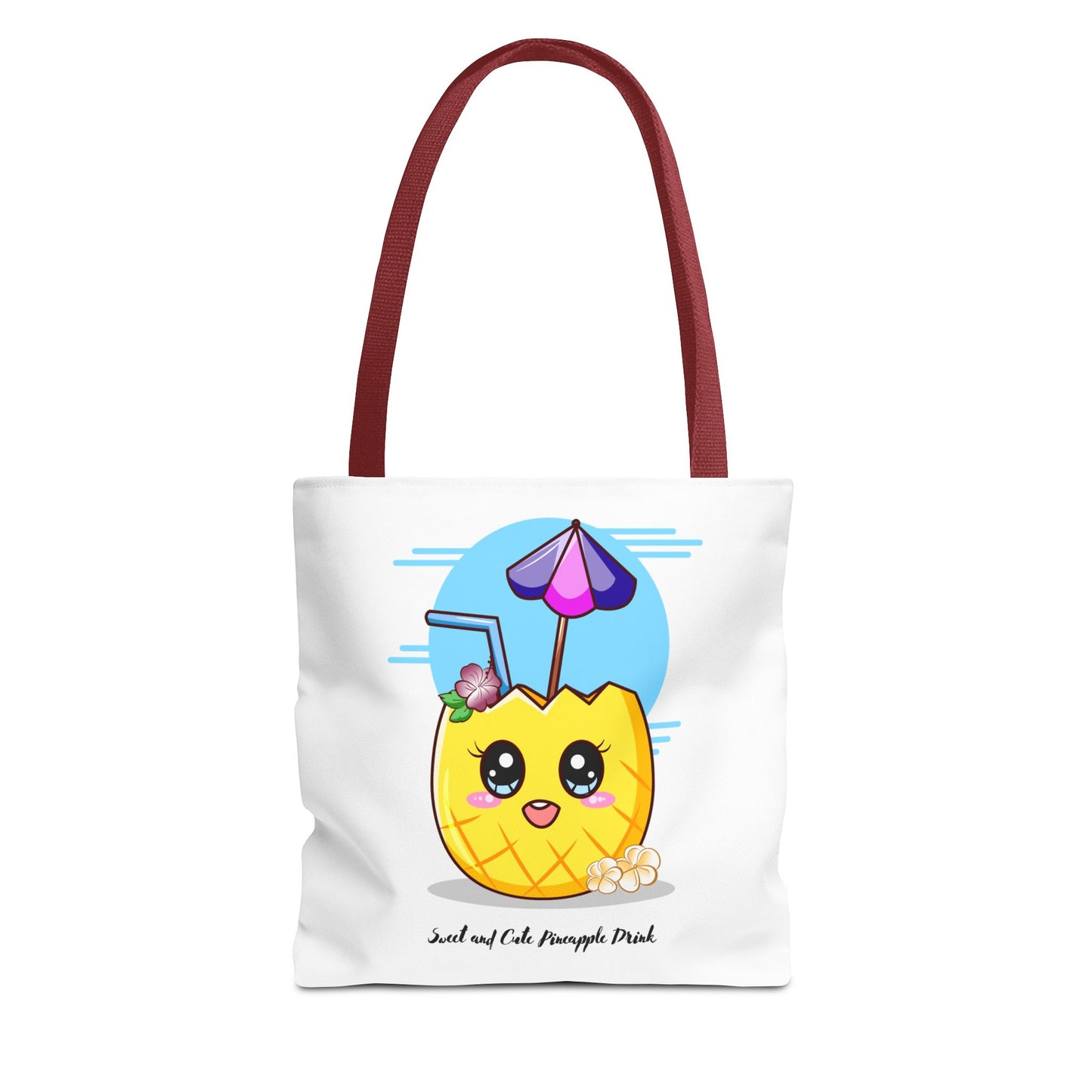 Pineapple Picnic Tote Bag — Cute Kawaii Tropical Drink Design