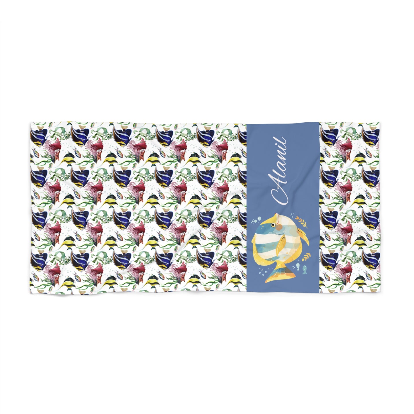 Tropical Fish Beach Towel — Personalized 'Aloha' Nautical Pattern