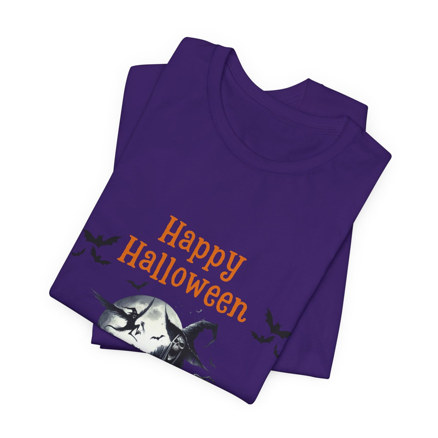 Happy Halloween Unisex Tee, Spooky T-Shirt, Halloween Gift, Fall Wardrobe Essential, Ghosts and Ghouls Vibe