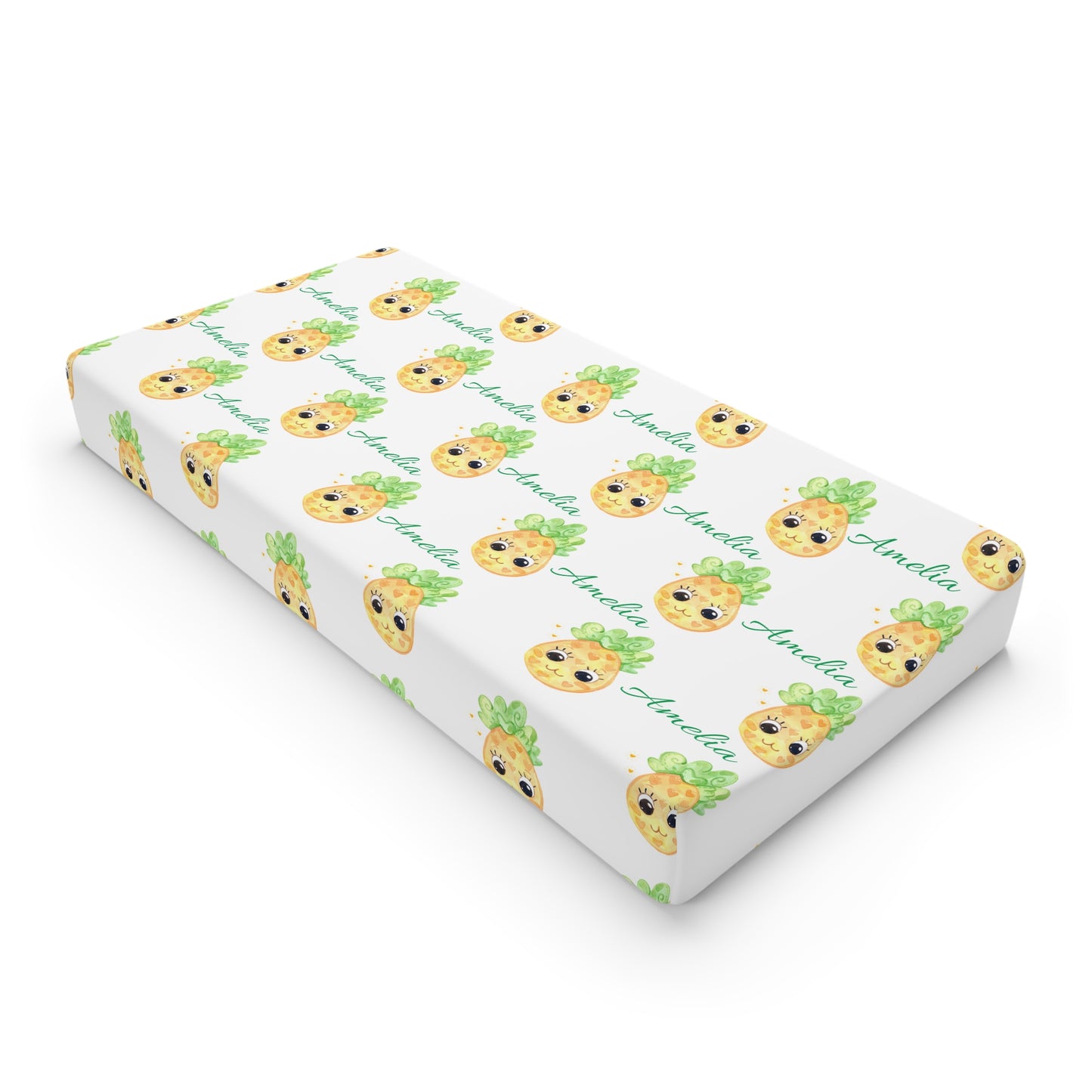 Pineapple Baby Changing Pad Cover — Cute Tropical Nursery Bedding