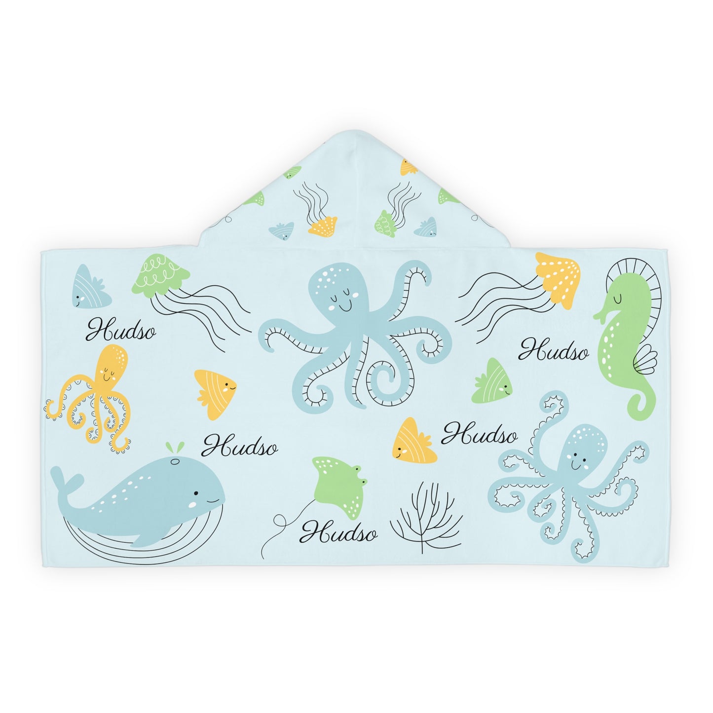 Hooded Towel - Cute Ocean Animals Kids Beach & Bath Towel (Octopus, Whale, Seahorse)